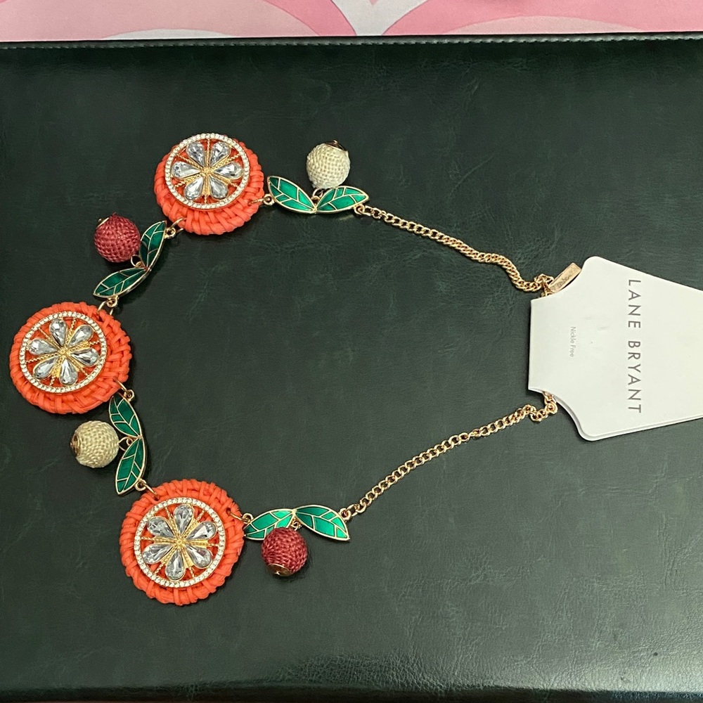 Lane Bryant Vibrant Orange and Green Necklace
